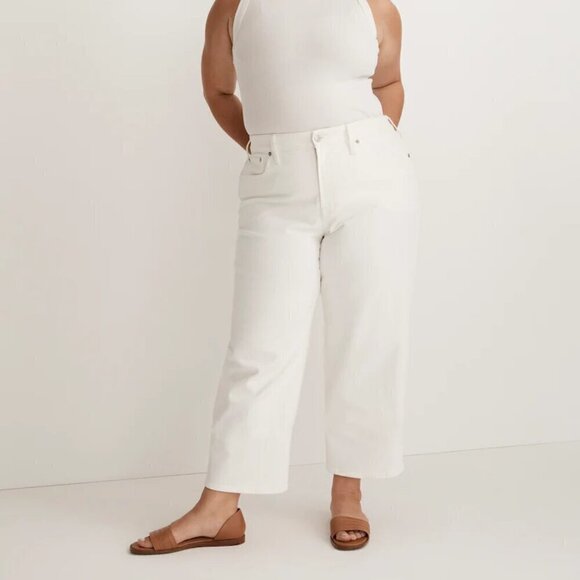 Madewell Plus Perfect High Rise Vintage Wide-Leg Crop Jeans White Size 24W NWT - Picture 1 of 9